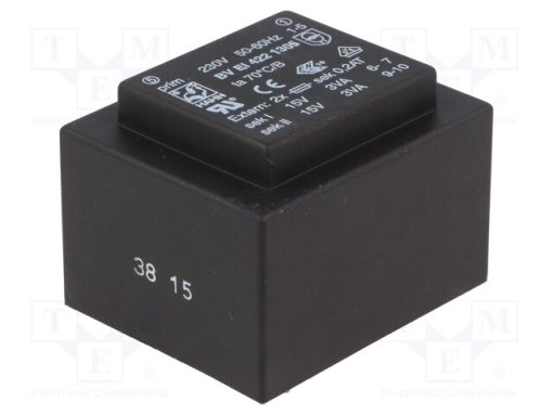 BV EI 422 1305_Μετασχηματιστής: χυτός; 6VA; 230VAC; 15V; 15V; 200mA; 200mA; PCB