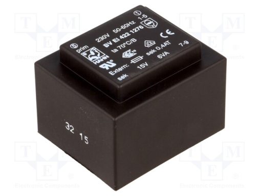 BV EI 422 1276_Μετασχηματιστής: χυτός; 6VA; 230VAC; 15V; 400mA; PCB; BVEI