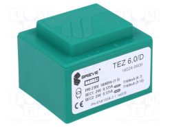 TEZ6/D230/24-24V_Μετασχηματιστής: χυτός; 6VA; 230VAC; 24V; 24V; 125mA; 125mA; PCB