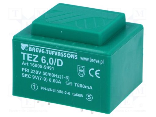 TEZ6/D230/9V_Μετασχηματιστής: χυτός; 6VA; 230VAC; 9V; 666