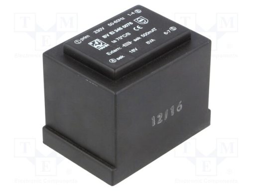 BV EI 345 0076_Μετασχηματιστής: χυτός; 8VA; 230VAC; 18V; 444mA; PCB; BVEI