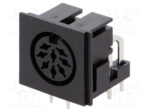 0105 08-1_Πρίζα; DIN; θηλυκά; PIN: 8; γωνιακός 90°; για PCB; THT; 24V; 4A