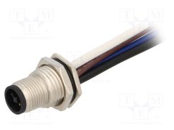 M12T-04PMMS-SF8B15_Πρίζα; M12; PIN: 4; αρσενικά; κωδικός Τ-Power; αγωγοί; IP67; 12A