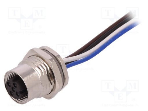 T4171110504-002_Πρίζα; M12; PIN: 4; θηλυκά; κωδικός D-Ethernet; αγωγοί; IP67; ευθύς