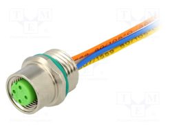 21033752400_Πρίζα; M12; PIN: 4; θηλυκά; κωδικός D-Ethernet; για πίνακα; αγωγοί