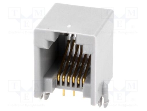 RJ12GPCB-M_Πρίζα; RJ12; PIN: 6; Επαφές: φωσφορούχος χαλκός; Επίχρυση; THT; 12mm