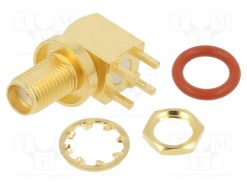 132203-18_Πρίζα; SMA; θηλυκά; γωνιακός 90°; 50Ω; THT; PTFE; Επίχρυση; IP67