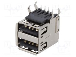 690-008-221-904_Πρίζα; USB A; THT; γωνιακός 90°; διπλή; USB 2.0; Επίχρυση