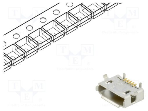 475901001_Πρίζα; USB AB micro; για PCB; SMT; PIN: 5; οριζόντια; ρολό