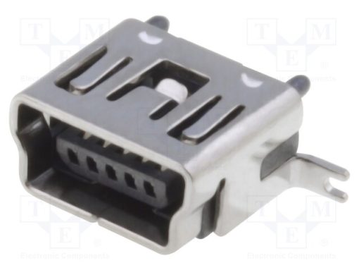 MUSB-B5-S-VT-TSMT-1_Πρίζα; USB B mini; SMT; κάθετη; USB 2.0; Επίχρυση