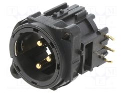 NC3MBH-B_Πρίζα; XLR; αρσενικά; PIN: 3; γωνιακός 90°; THT; ασημένιος; 6A