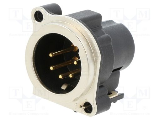 NC5MBV_Πρίζα; XLR; αρσενικά; PIN: 5; γωνιακός 90°; THT; ασημένιος; 3A