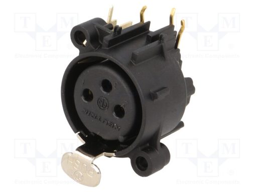 NC3FAH2_Πρίζα; XLR; θηλυκά; PIN: 3; γωνιακός 90°; με πλήκτρο; THT; μαύρο; 6A