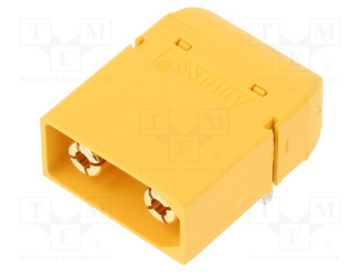 XT90PW-M_Πρίζα; τροφοδοτικά DC; XT90; αρσενικά; PIN: 2; για PCB; THT; κίτρινο