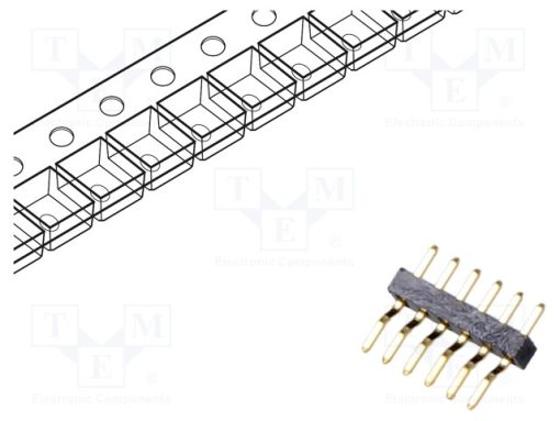 BC034-06-A-V-0150-L-C_Ράγα ακίδων; ακίδων; αρσενικά; PIN: 6; οριζόντια; 1mm; SMT; 1x6