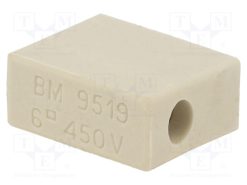 BM9519_Ράγα στήριξης; σφιγκτήρας βιδωτός; 6mm2; 450V; γραμμές: 1; φυσικό