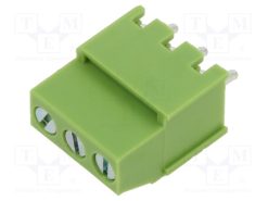 XY129VB-3P 5.0MM GREEN_Ράγα σύσφιξης για τυπωμένα; γωνιακός 90°; 5mm; γραμμές: 3