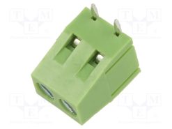 XY128RA-2P 5.0MM GREEN_Ράγα σύσφιξης για τυπωμένα; ευθύς; 5mm; γραμμές: 2; για PCB