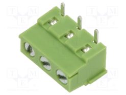 XY304R-3P 5.0MM GREEN_Ράγα σύσφιξης για τυπωμένα; ευθύς; 5mm; γραμμές: 3; για PCB