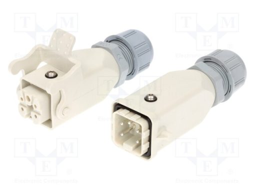 93608-0393_Σύνδεση: HDC; αρσενικό + θηλυκό; PIN: 5; 4+PE; μέγεθος 3Α; ευθύς