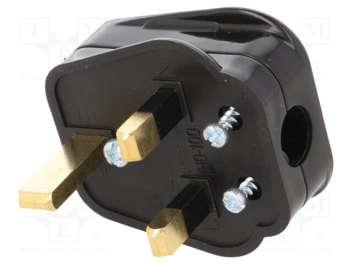 LT-327 13A PLUG BLK_Σύνδεση: τροφοδοσίας AC; φύσα; 2P+PE; 250VAC; 13A; μαύρο; PIN: 3