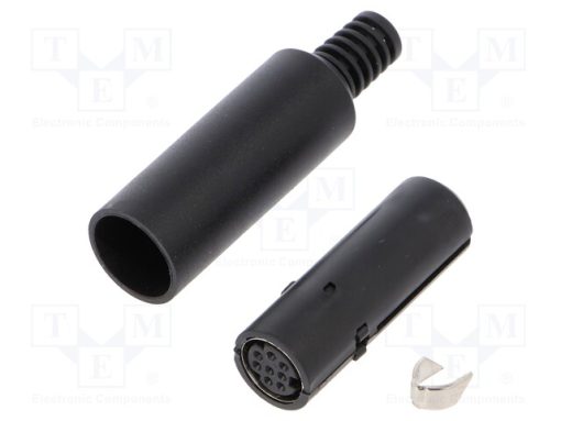 MJ-372/8_Φύσα; DIN mini; θηλυκά; PIN: 8; με προστατευτικό; κόλληση; ευθύς