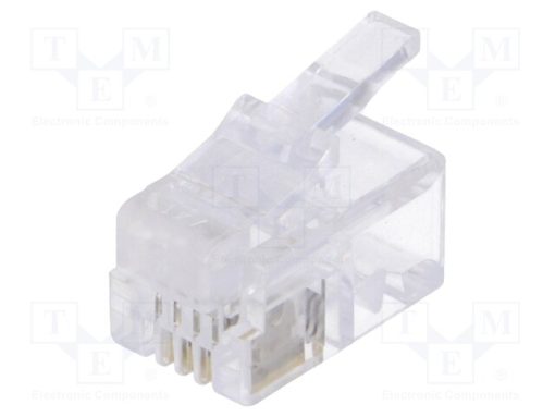 MP0017_Φύσα; RJ10; PIN: 4; χωρίς θωράκιση; Επίχρυση; Διάγραμμα: 4p4c; ευθύς