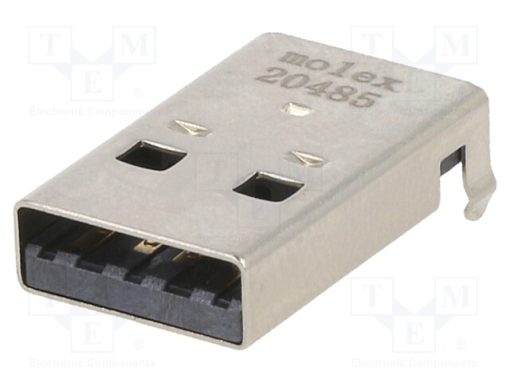 480371000_Φύσα; USB A; αρσενικά; για PCB; SMT; PIN: 4; οριζόντια; USB 2.0