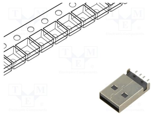 480372100_Φύσα; USB A; αρσενικά; για PCB; SMT; PIN: 4; οριζόντια; USB 2.0; ρολό