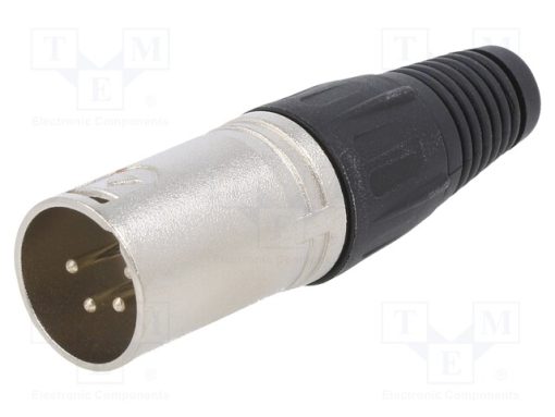 FC6155_Φύσα; XLR; αρσενικά; PIN: 4; ευθύς; για αγωγό; κόλληση; Επάργυρη