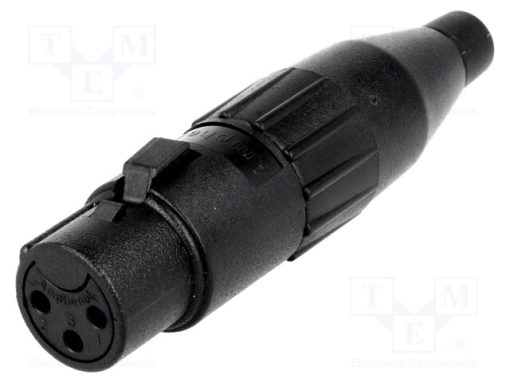 AC3FCP_Φύσα; XLR; θηλυκά; PIN: 3; ευθύς; για αγωγό; κόλληση; 133V; 15A; IP40