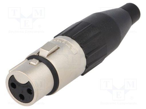 AC3F_Φύσα; XLR; θηλυκά; PIN: 3; ευθύς; για αγωγό; κόλληση; 133V; 15A; IP40