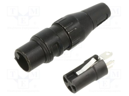 708-0300_Φύσα; XLR; θηλυκά; PIN: 3; ευθύς; για αγωγό; κόλληση; Επάργυρη; 50V