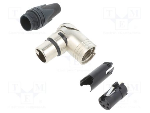 NC4FRX_Φύσα; XLR; θηλυκά; PIN: 4; γωνιακός 90°; περιστρεφόμενα; για αγωγό