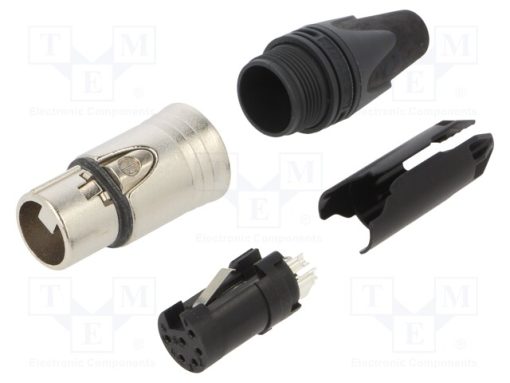 NC6FXX_Φύσα; XLR; θηλυκά; PIN: 6; ευθύς; για αγωγό; κόλληση; Επάργυρη; 7